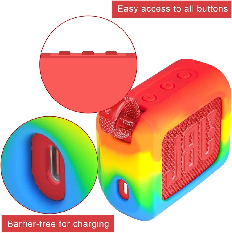 YouKnow Silicone Case for JBL Go 4 Ultra Portable Bluetooth Speaker, with Removable Strap Attach to Bike Golf Cart Boat (Rainbow) - Image 5
